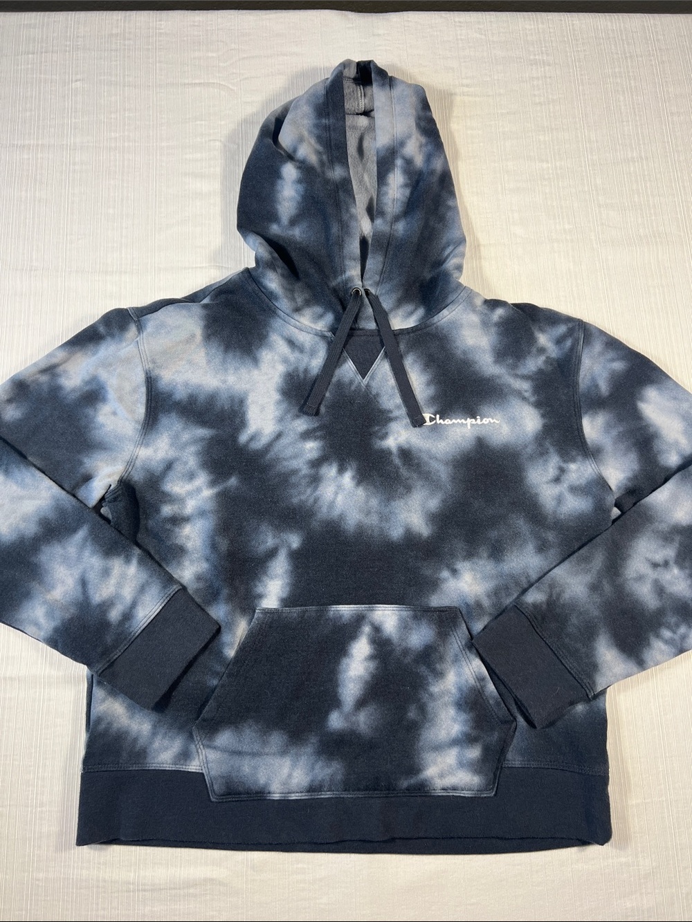 Champion Navy and White Tie-Dye Hoodie